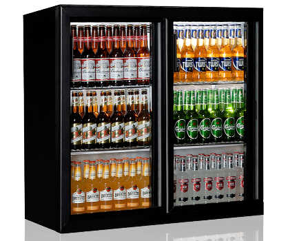 VETRINA REFRIGERATA NERA 2 PORTE SCORREVOLI IN VETRO COD. BBC 208S